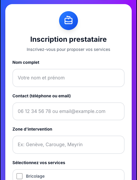 Profil prestataire